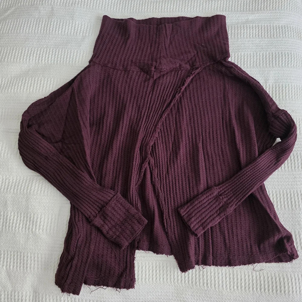 Free People Juicy Ribbed Eggplant Sweater L